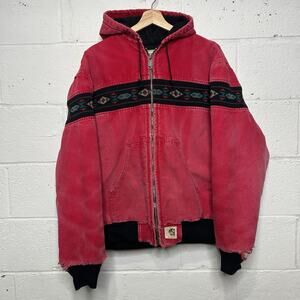 Vintage Carhartt Quilted Active Jacket “Red Aztec” J79 RED